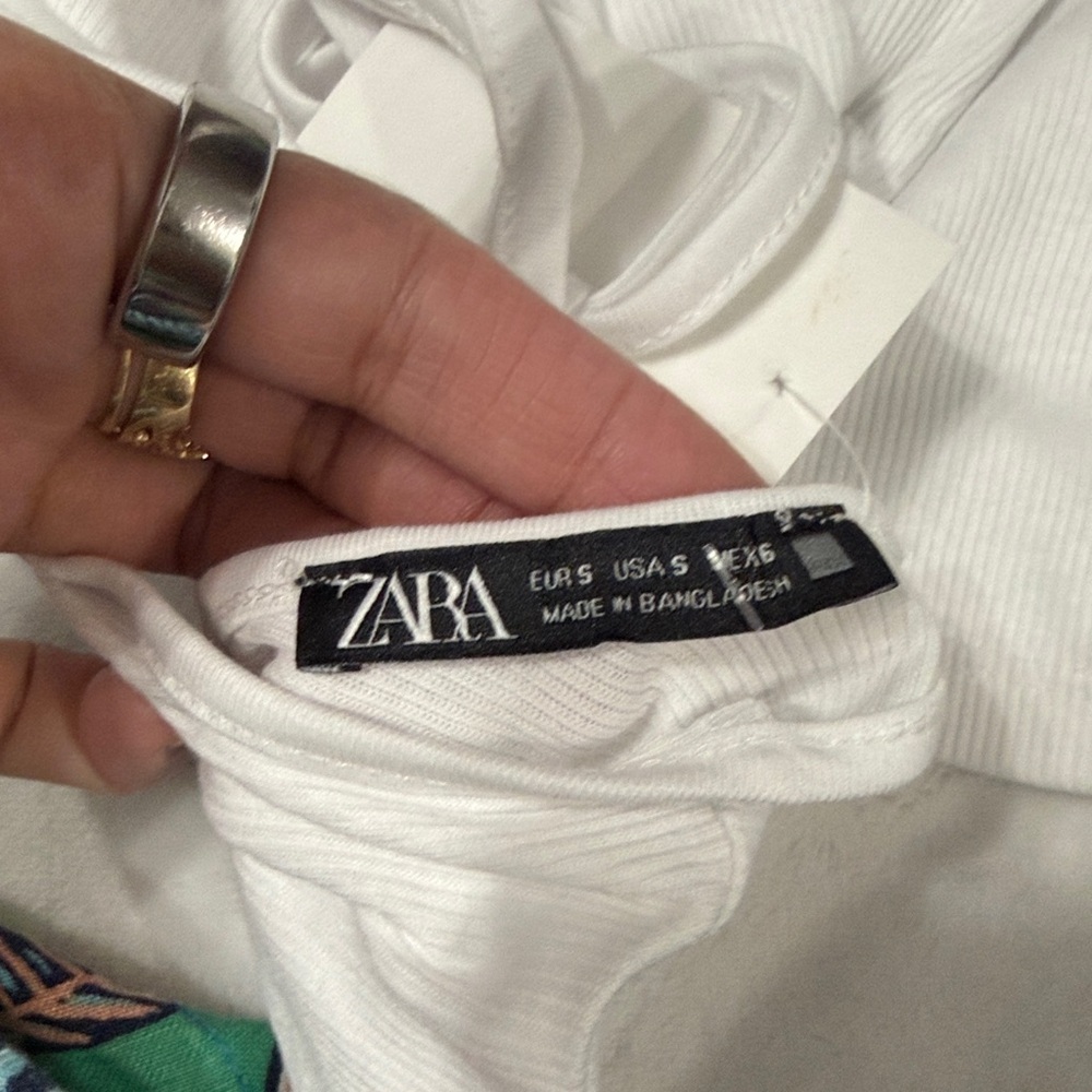 Zara White Ribbed Top - Picture 2 of 6
